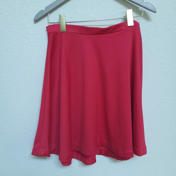 Handmade Red Skater Skirt Womens Small Medium Elastic Waist Stretch Mini skirt - Picture 1 of 7